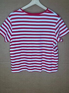 White Stag Red White Striped Tee Cap Sleeve Cotton Summer Top